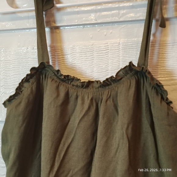 ALTAR'D STATE TIERED SUNDRESS WOMEN SZ MEDIUM GREEN SPAGHETTI TIE STRAP WHIMSY - Picture 2 of 8